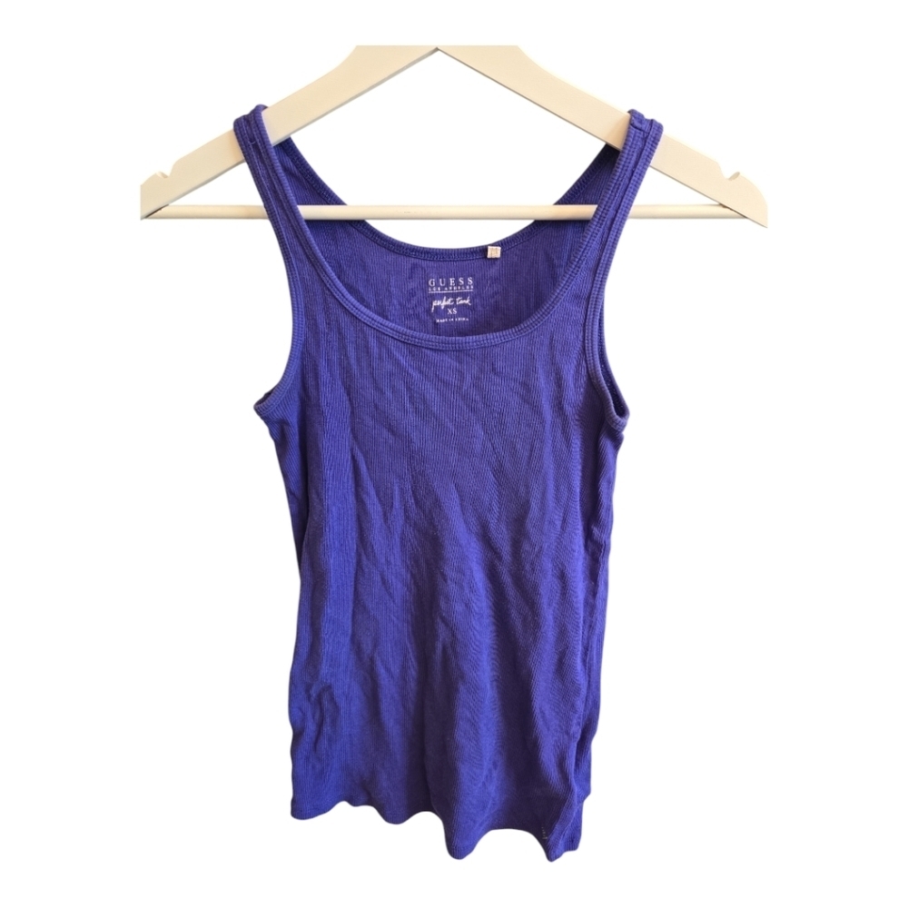 GUESS Blue ๐ต Ribbed "Perfect Tank* Top - Picture 2 of 6